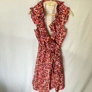 Kate Spade: Colorful Ruffle Wrap Dress- Midi- Silk- 4